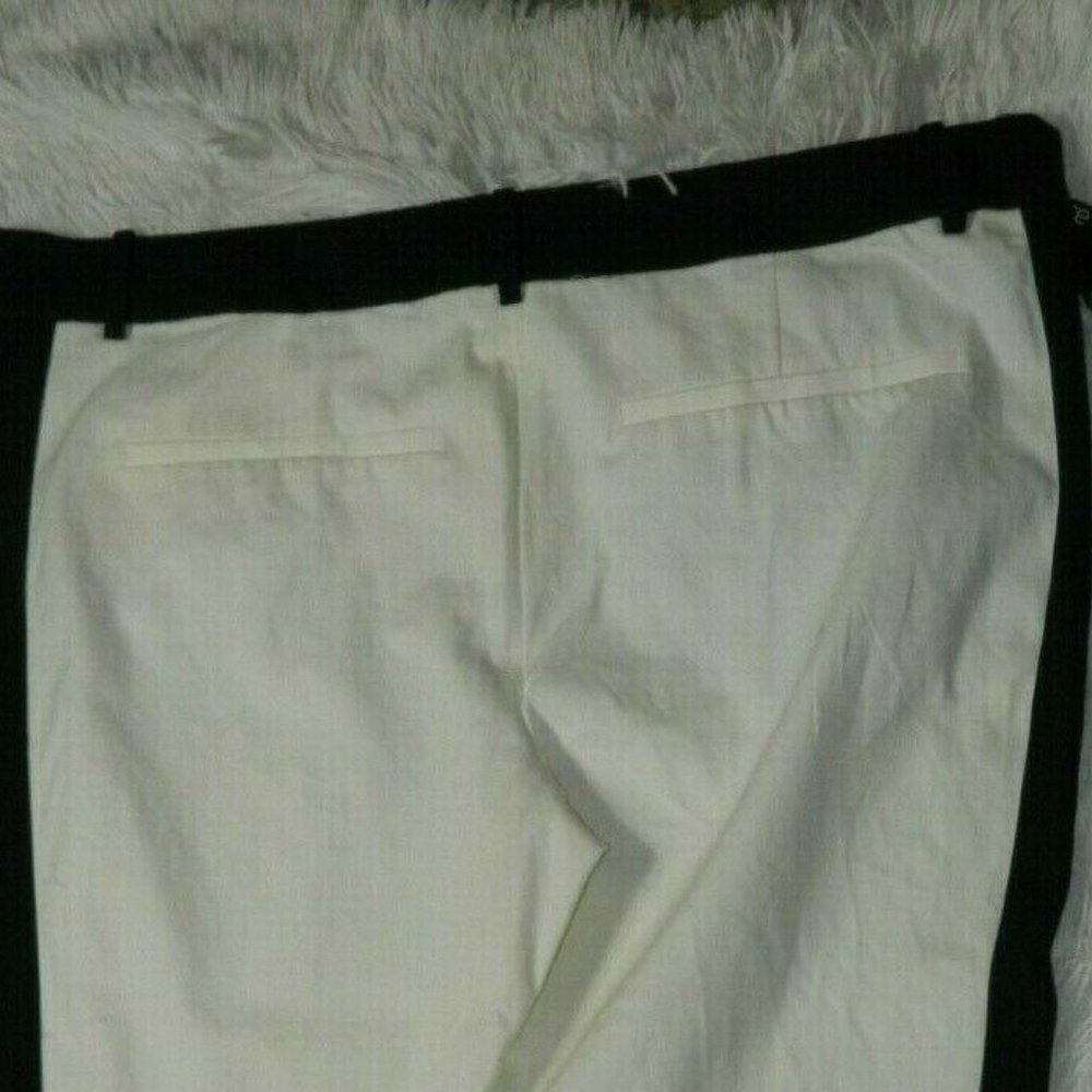 Pure Energy Pants White Black Trim Tuxedo Cropped Length Pants Size 24W - Picture 11 of 13